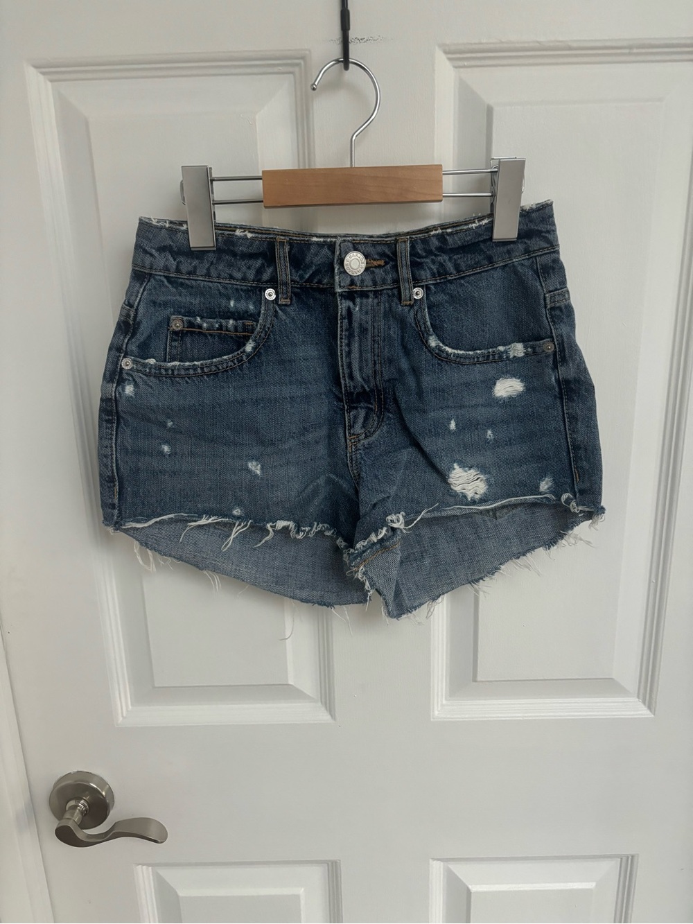 Garage Distressed Festival Dark Blue Denim Shorts